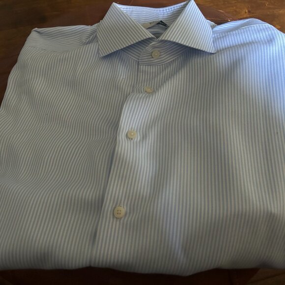 SuiteSupply Traveler Blue Striped Long Sleeve 41/16 - Picture 1 of 4